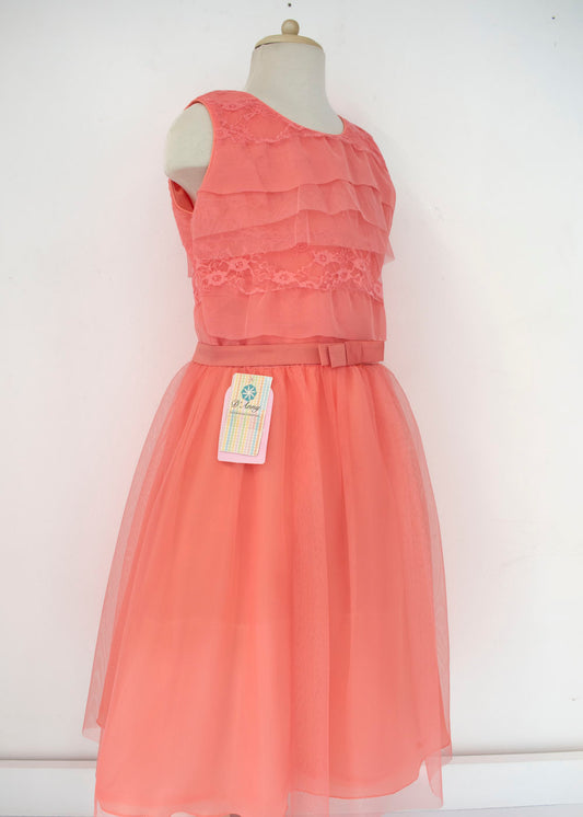 Vestido junior sin mangas coral