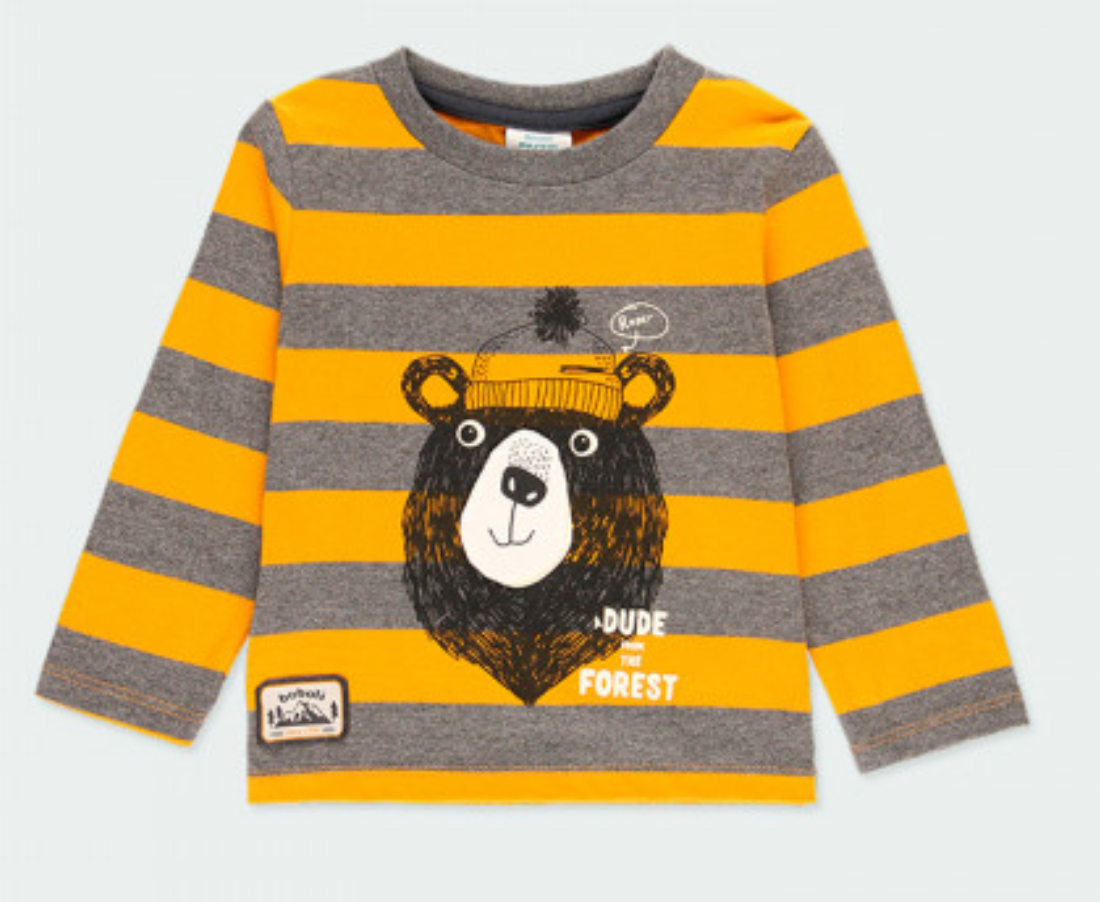 Playera a rayas con oso 323019