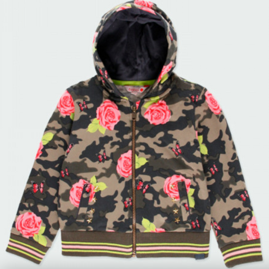 Sudadera con estampado militar y flores 421108